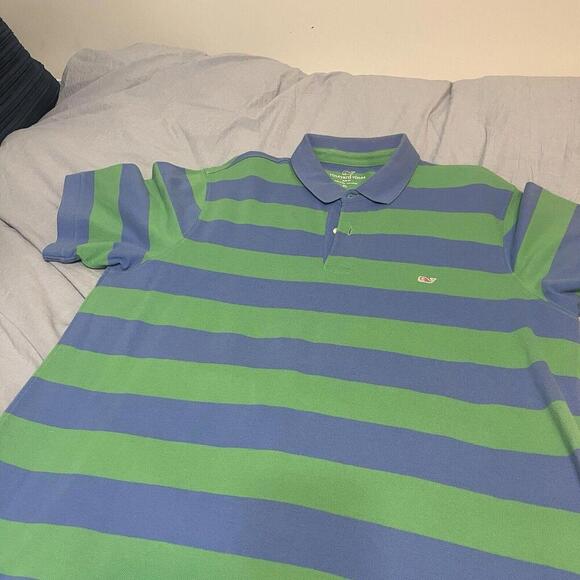 Vineyard Vines Men’s XL Slim Fit Polo Blue And Green Stripe - Picture 3 of 9